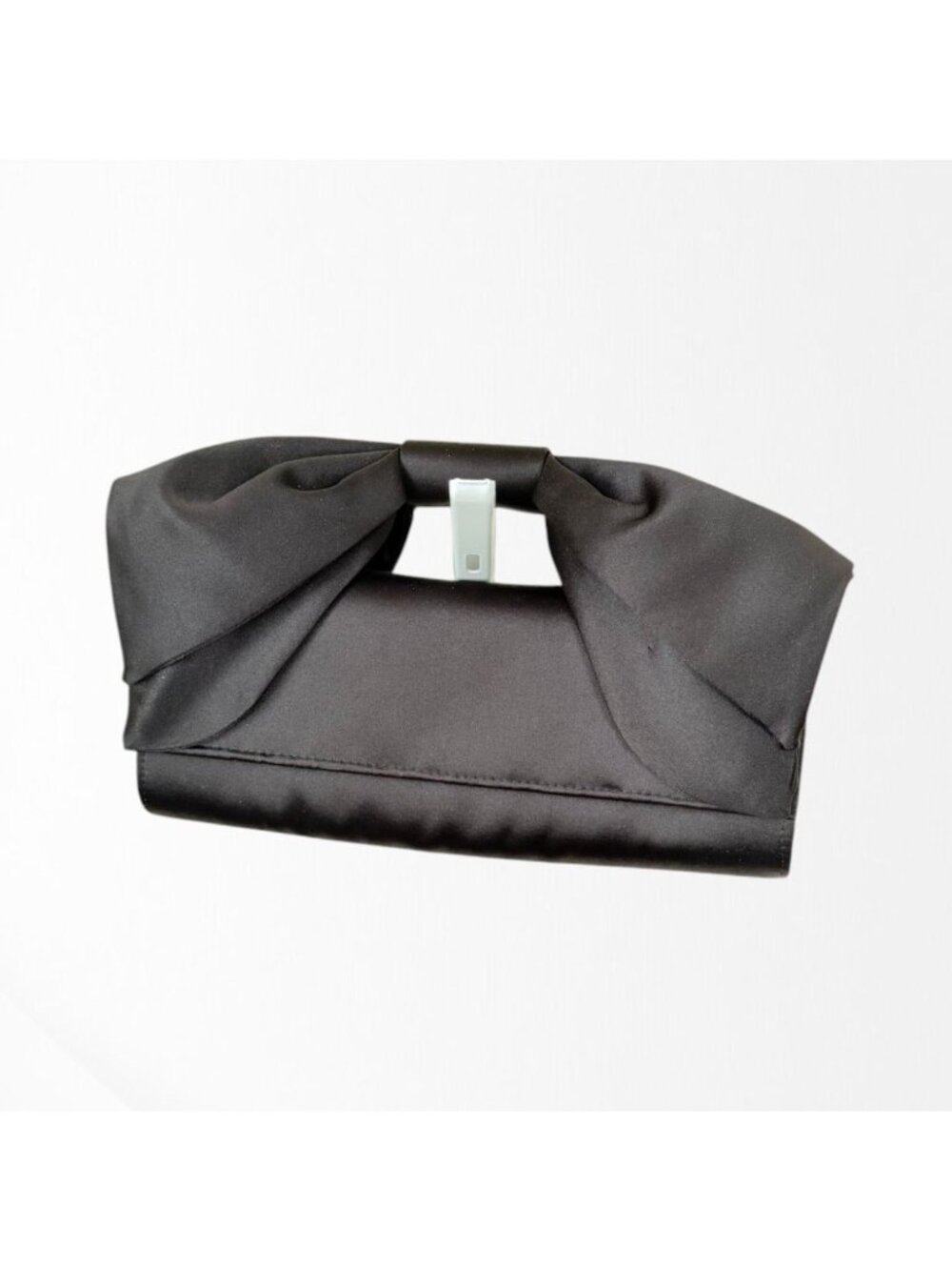 Nina Black Satin Bow Evening Bag Clutch Purse With Chain Strap - Picture 6 of 7
